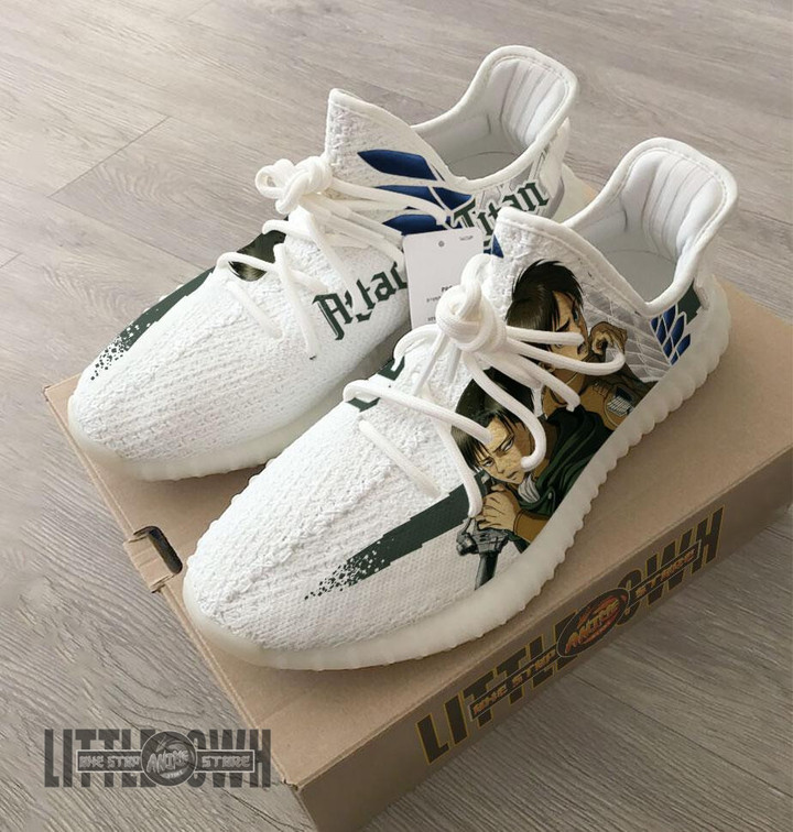 Levi x Eren Shoes Custom Attack on Titan Anime YZ Boost Sneakers - LittleOwh - 4