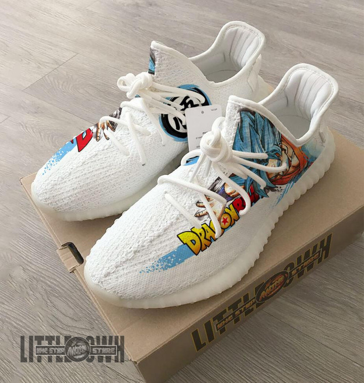 Goku Shoes Custom Super Saiyan Blue Dragon Ball Anime YZ Boost Sneakers - LittleOwh - 4