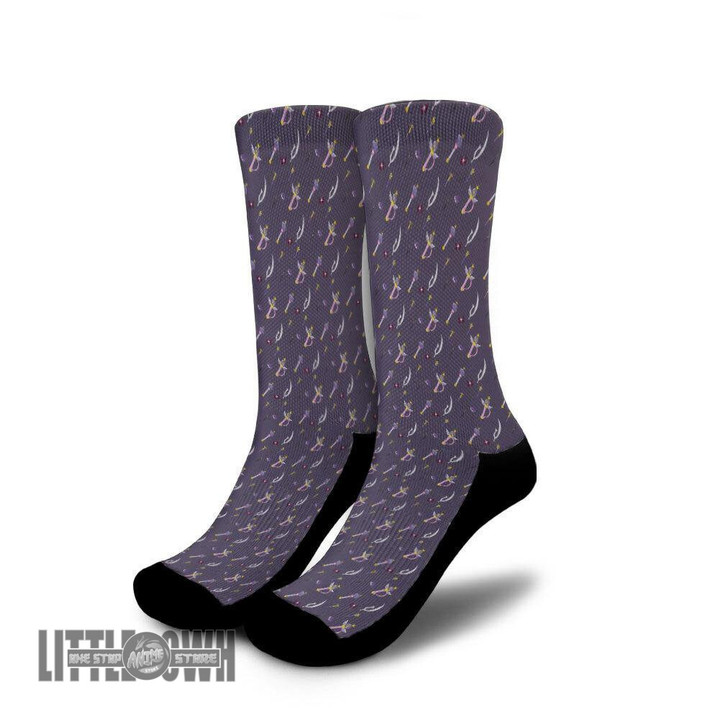 Sailor Saturn Symbol Sailor Moon Anime Custom Socks - LittleOwh - 1